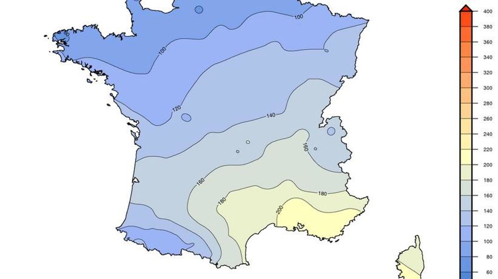 Durée d’ensoleillement du mois d’août. © Météo-France